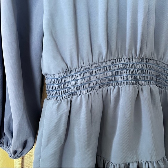 Amanda Uprichard Revolve Charleigh Romper Long Sleeve in Oxford Blue Size XS - Picture 7 of 12